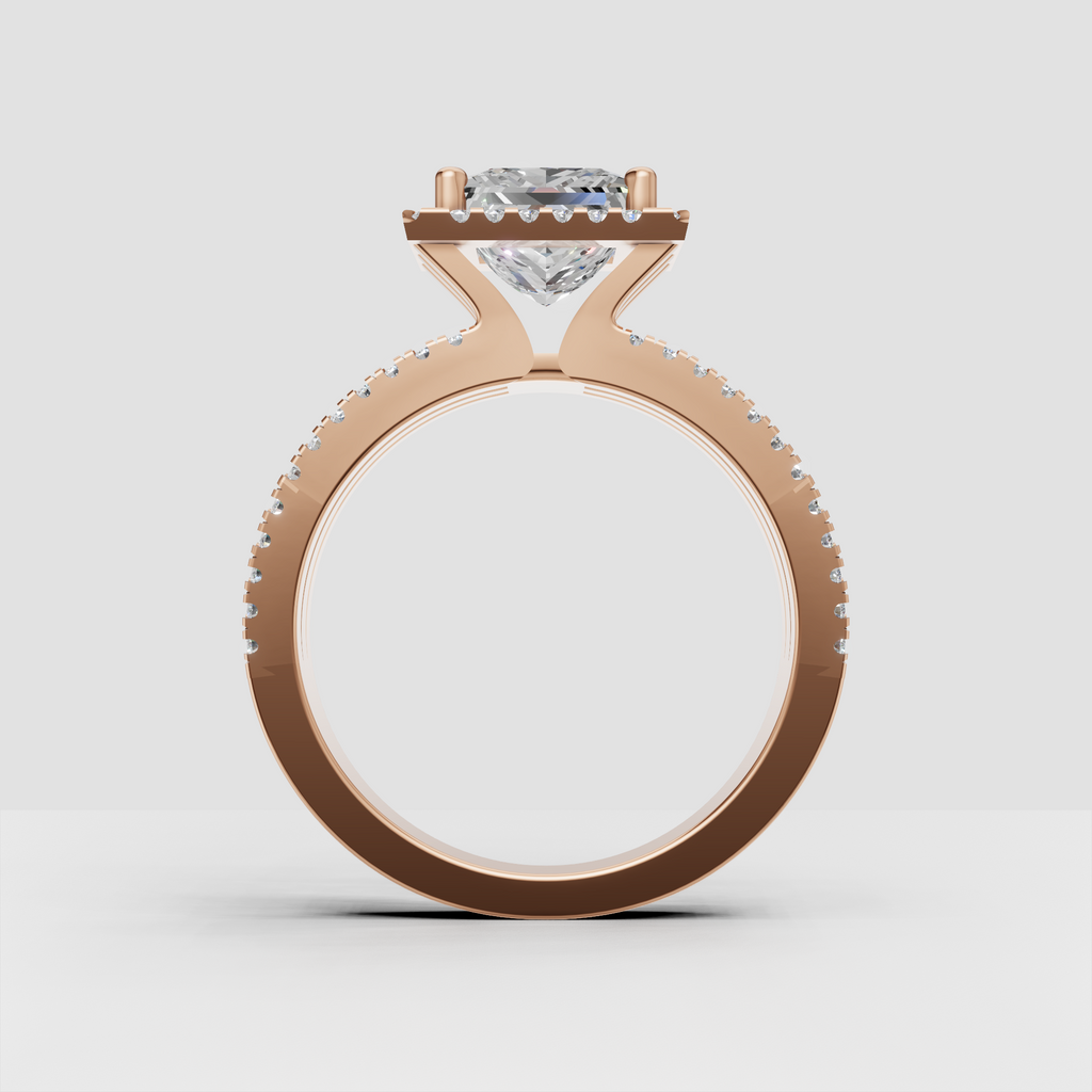 Gold princess engagement ring with square center stone