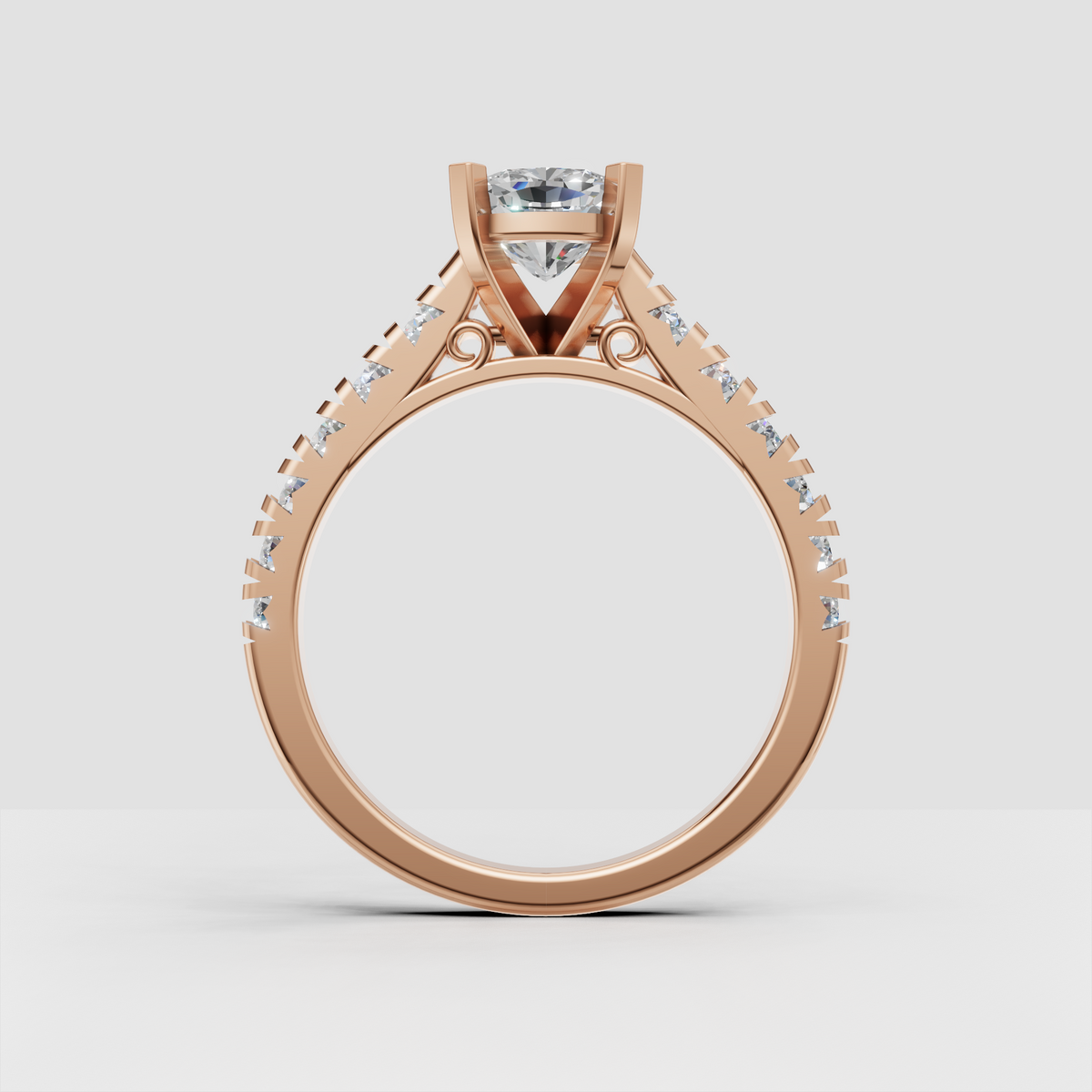 Trillion Cut Lab Grown & Moissanite Diamond Halo Engagement Ring - Image 1