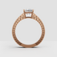 Princess diamond beaded milgrain ring