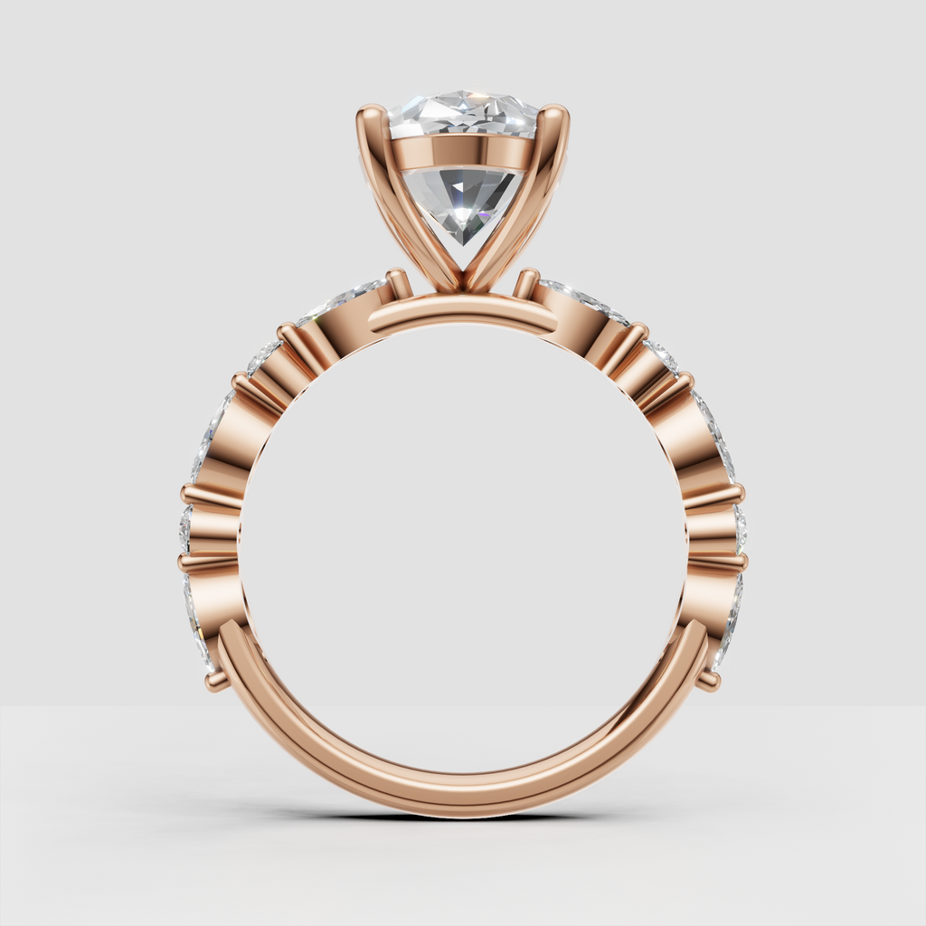 Oval diamond gold engagement ring with accent stones
