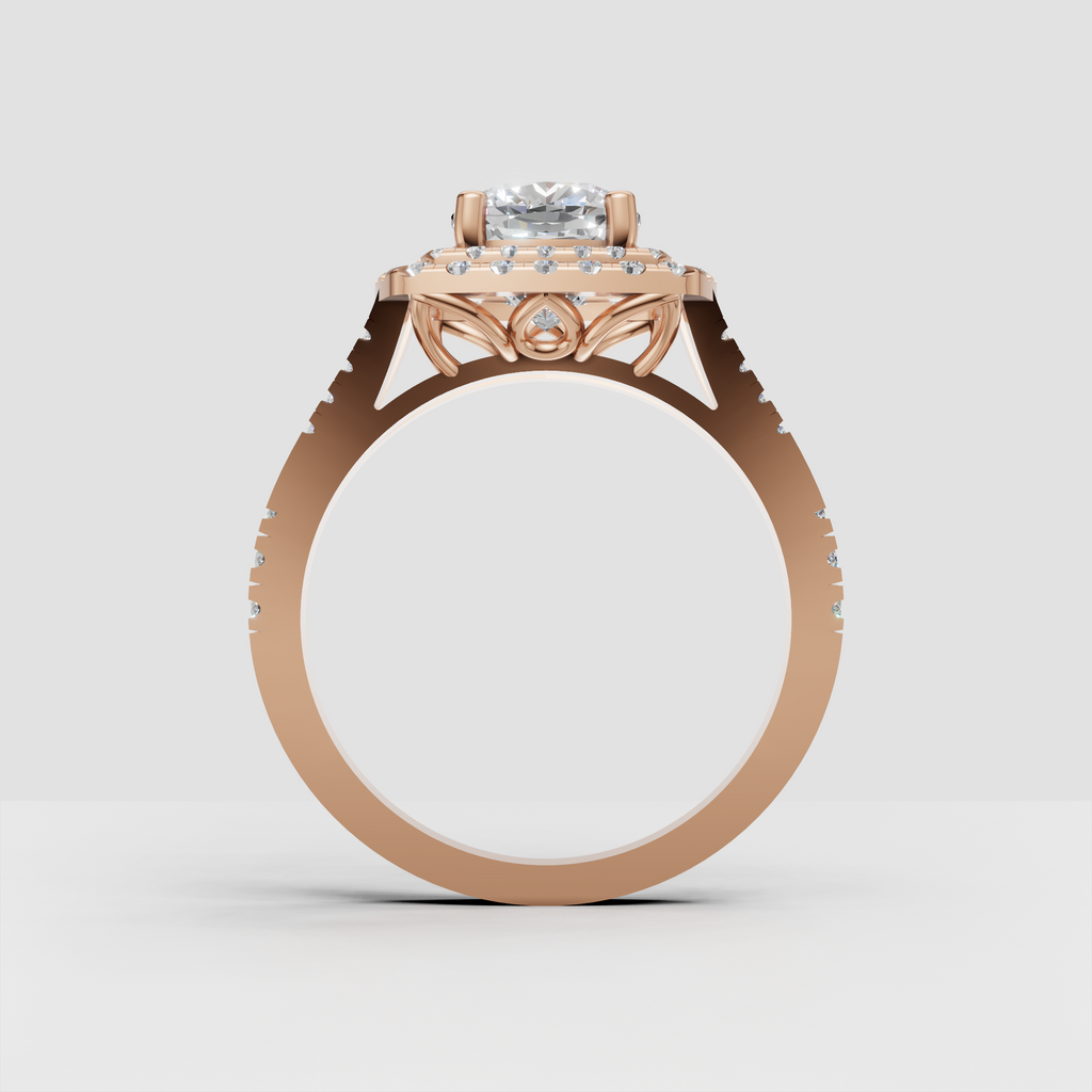 Elegant cushion diamond engagement ring with four prongs