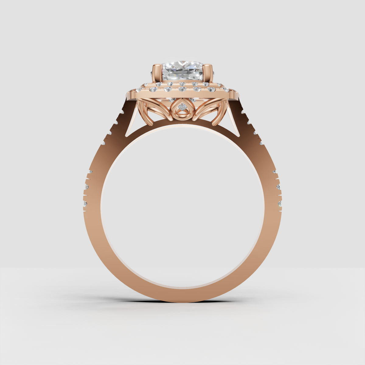 Elegant cushion diamond engagement ring with four prongs