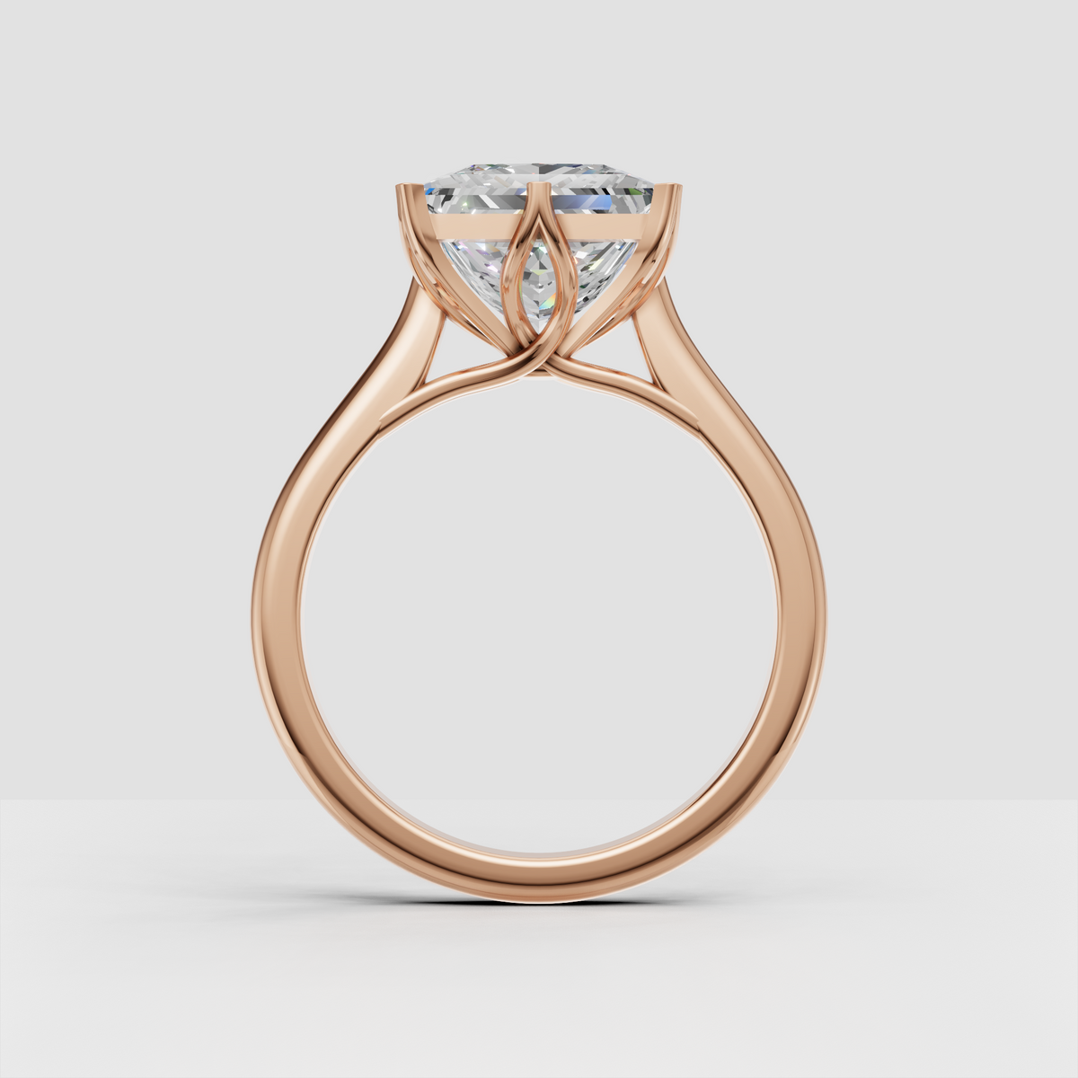 Refined princess cut diamond bridal engagement ring