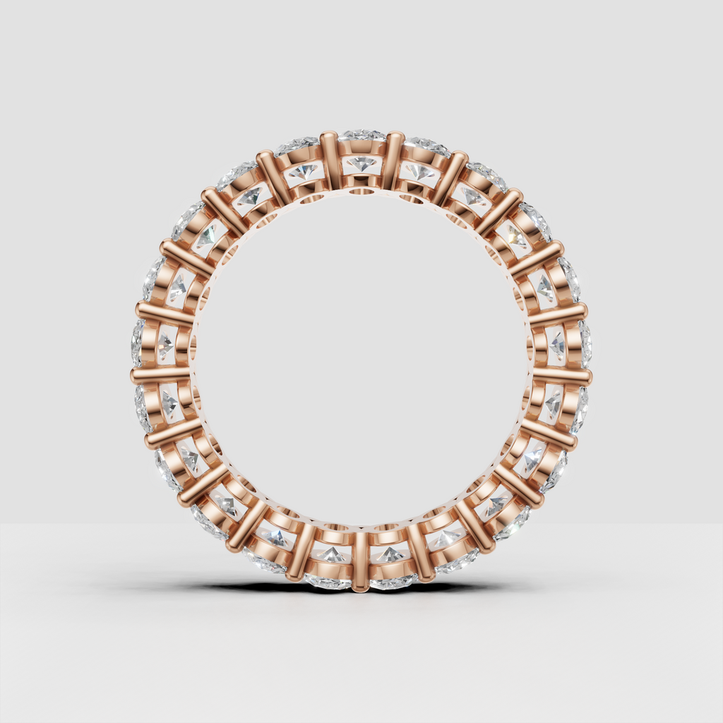 Elegant full coverage oval diamond wedding ring