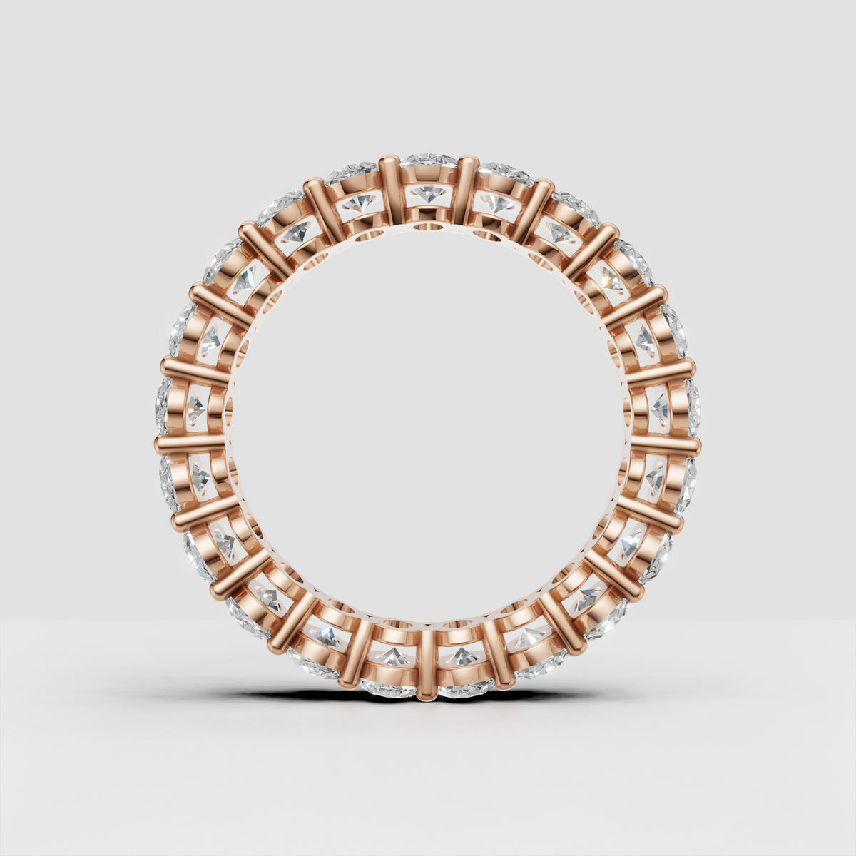 Elegant full coverage oval diamond wedding ring