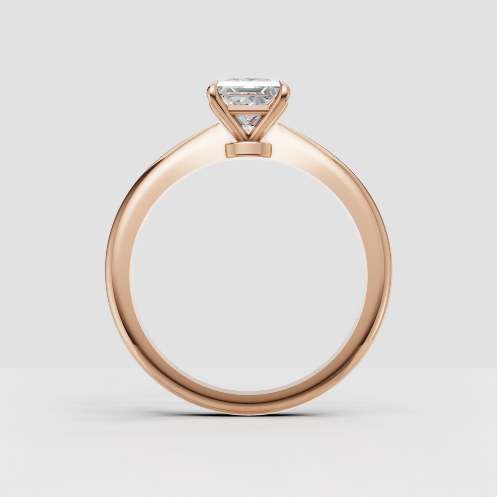 Timeless princess diamond engagement ring with tapered gold shoulders