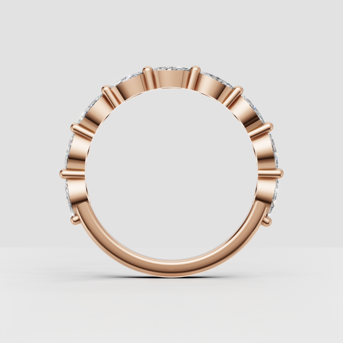 Modern marquise diamond stackable ring in yellow gold