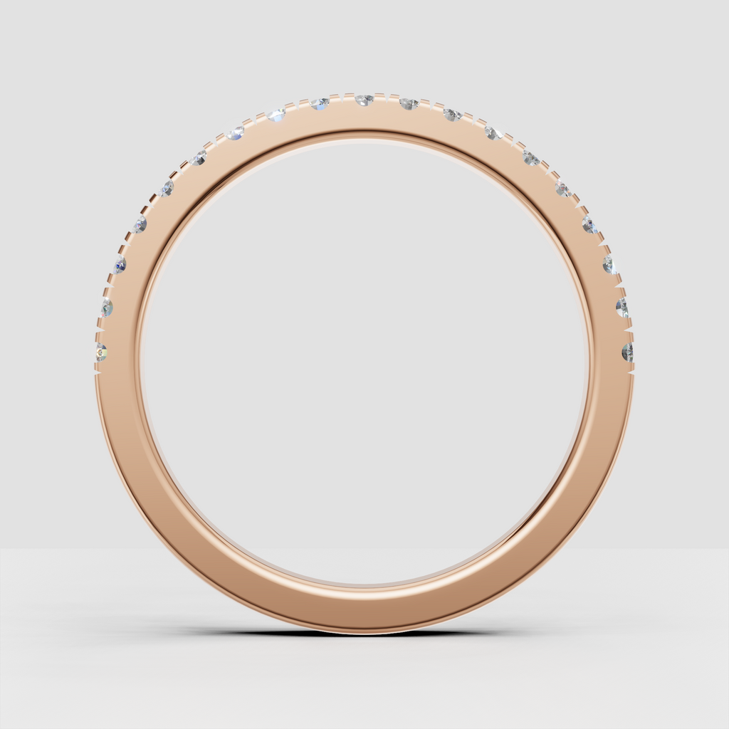 Round diamond wedding ring with polished interior
