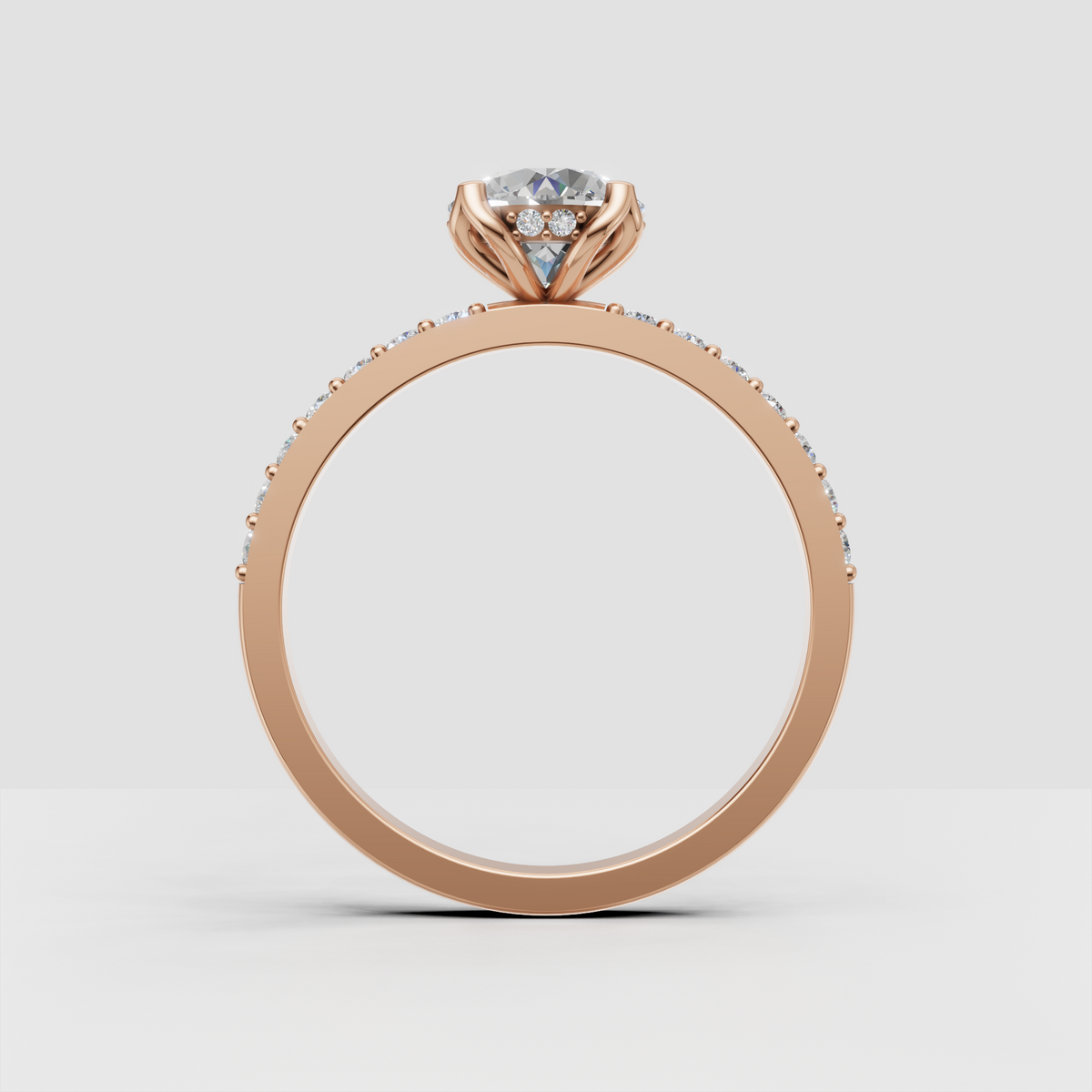 Round diamond engagement ring side profile