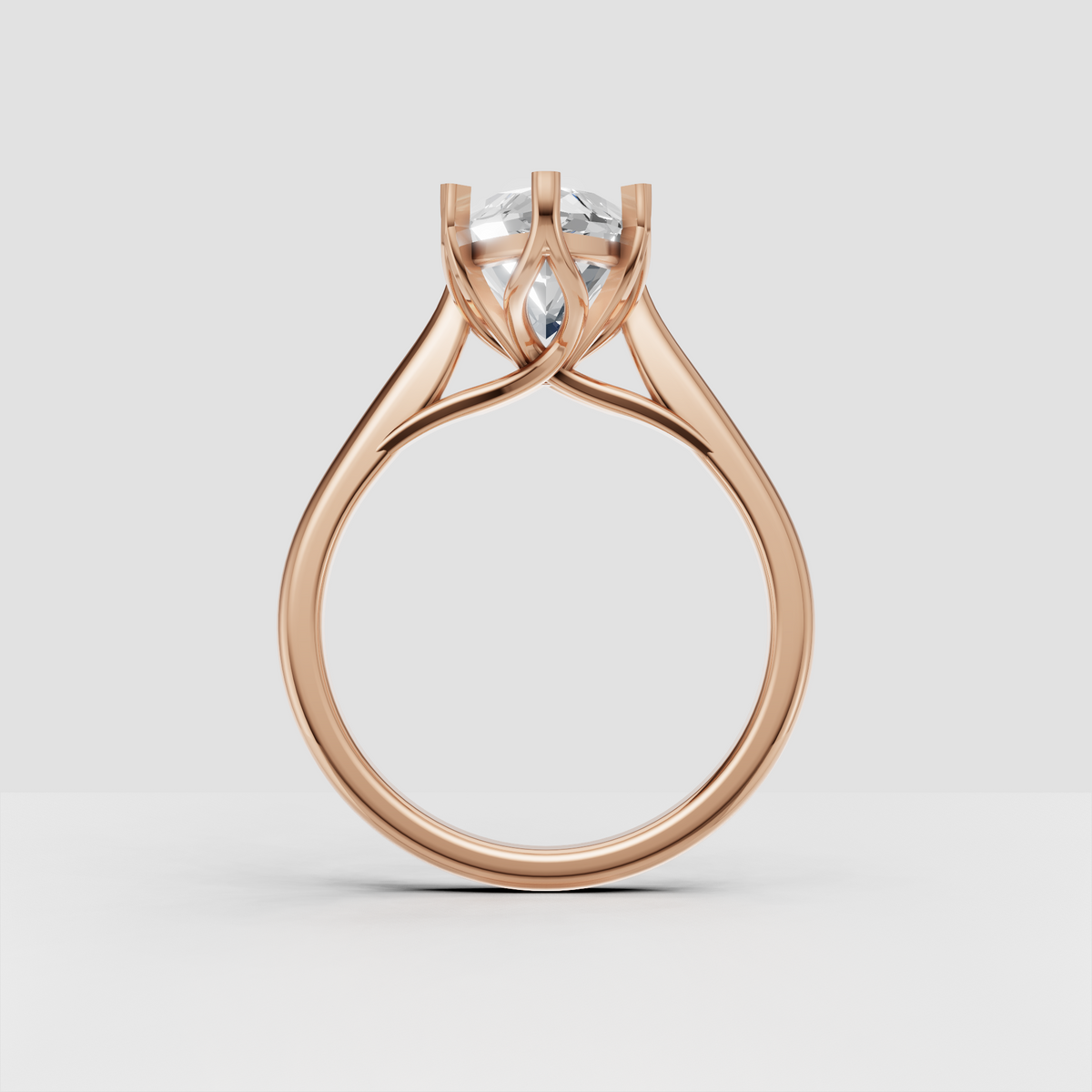 Marquise diamond cathedral ring with open gallery underneath