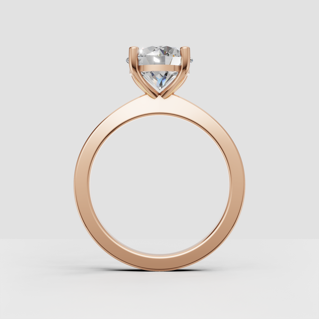 Luxury round diamond engagement ring with polished gold shank