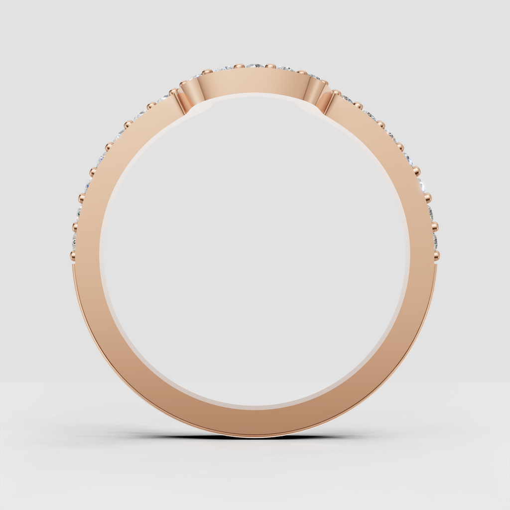 Classic yellow gold ring with round brilliant stones and arched design