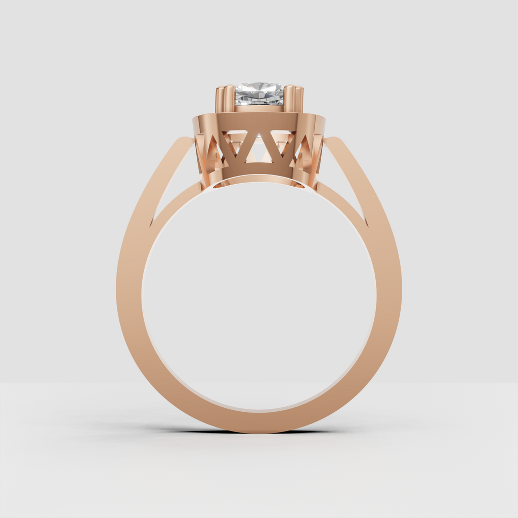 Modern cushion halo engagement ring in polished yellow gold