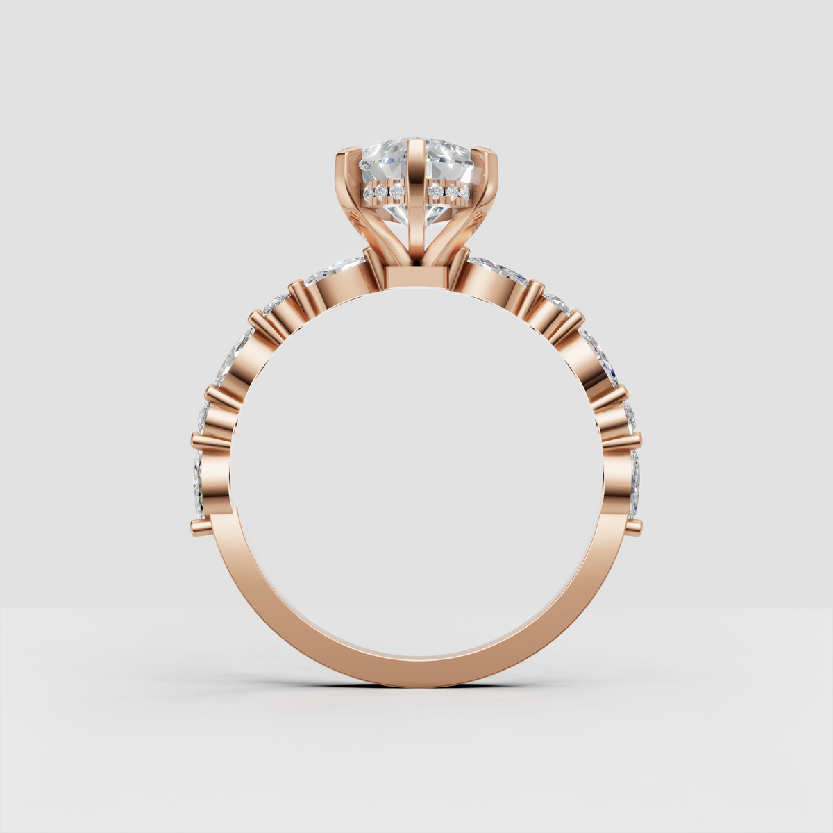 Marquise solitaire ring featuring a delicate hidden halo