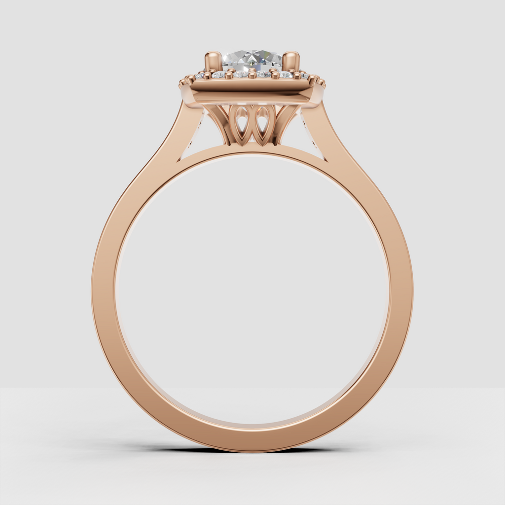 Pavé band round diamond halo ring for anniversary