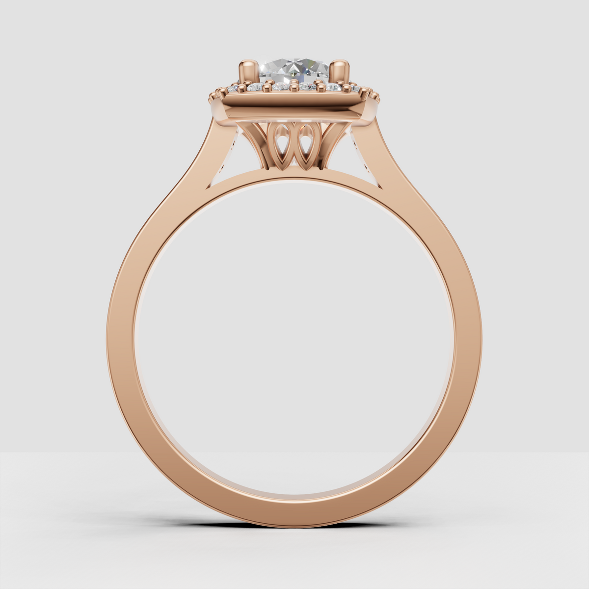 Pavé band round diamond halo ring for anniversary