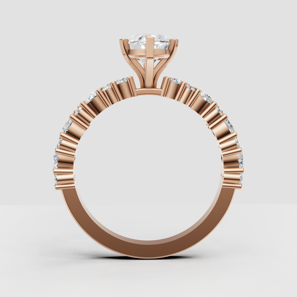 Marquise engagement ring with alternating marquise and round accent stones