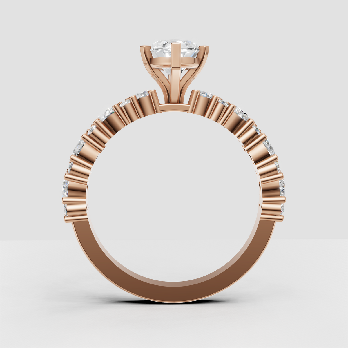 Marquise engagement ring with alternating marquise and round accent stones