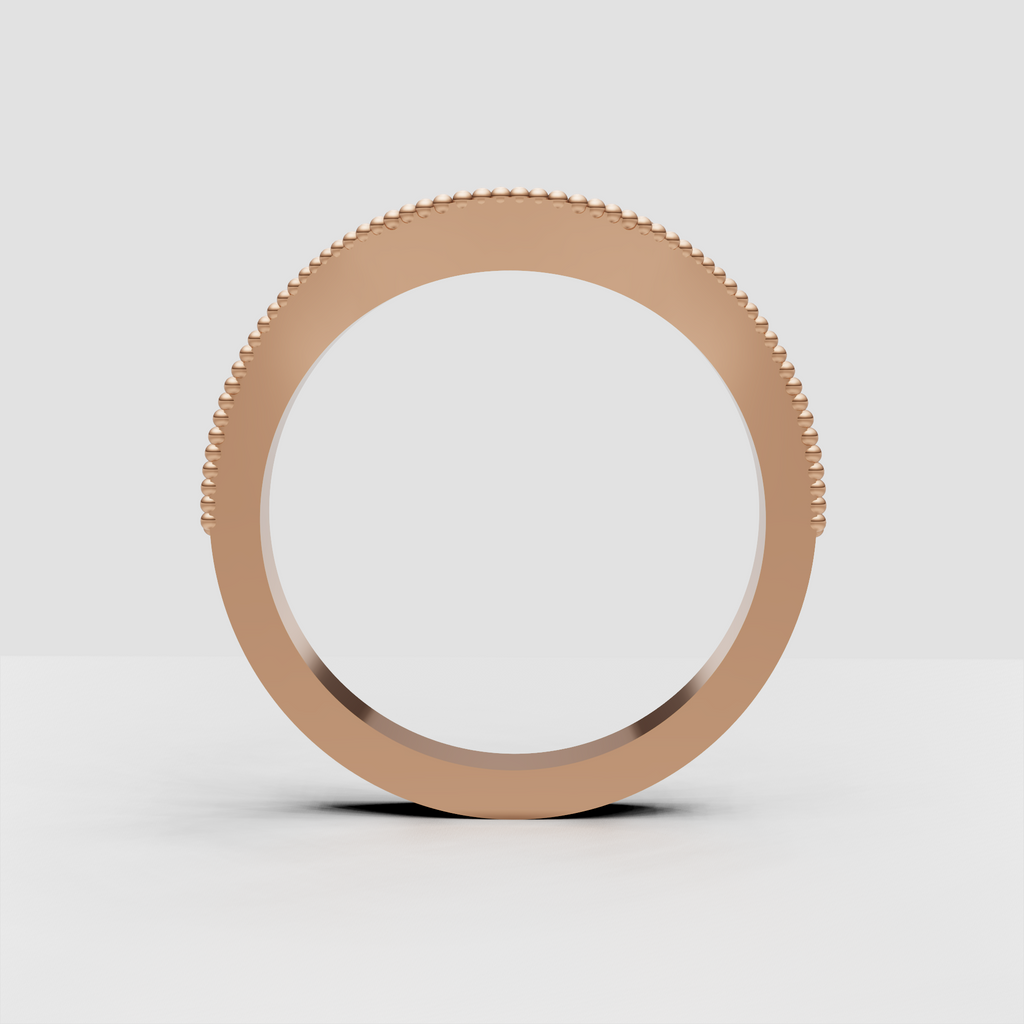Round brilliant stones set in an ornate floral gold band