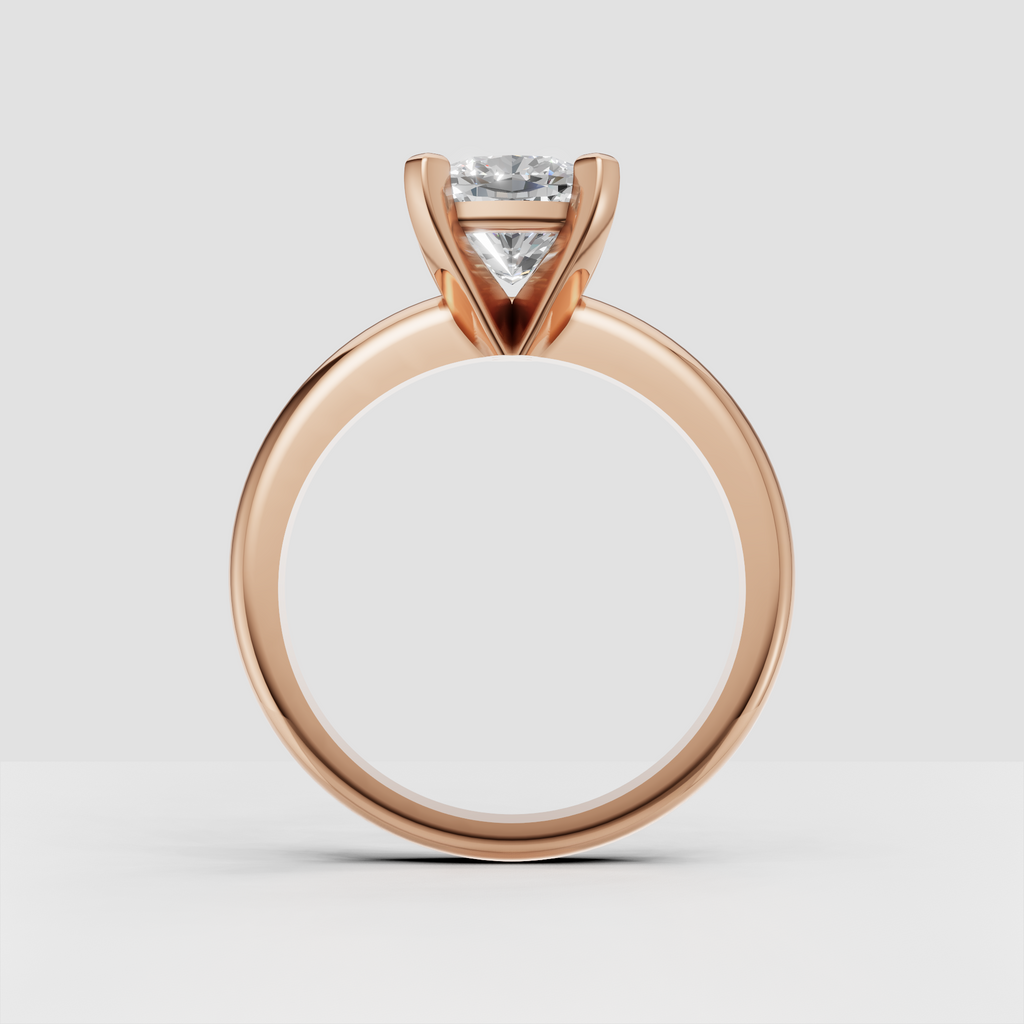 Baguette Cut Lab Grown & Moissanite Diamond Halo Engagement Ring - Image 1