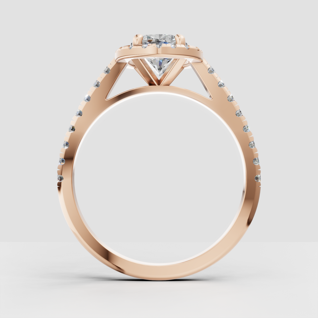 Luxury yellow gold cushion halo diamond ring
