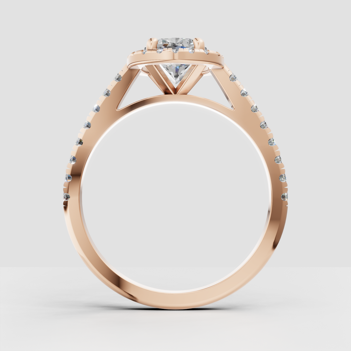 Luxury yellow gold cushion halo diamond ring