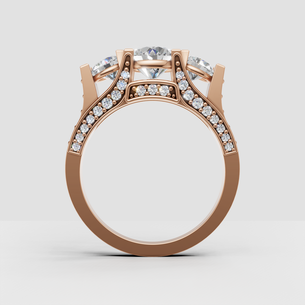 Elegant round cut diamond ring with sparkling shoulder stones