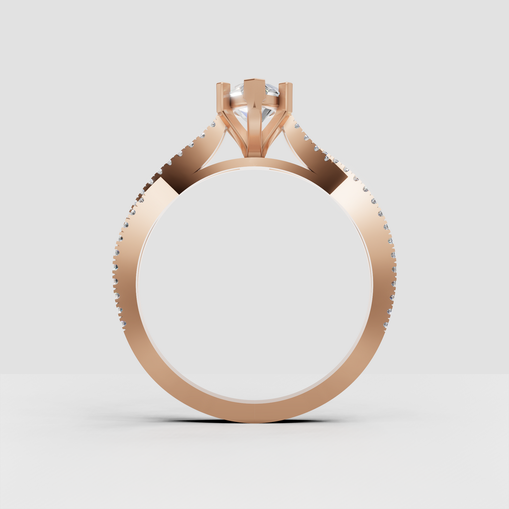 Luxury marquise center ring with double rows of sparkling accent stones