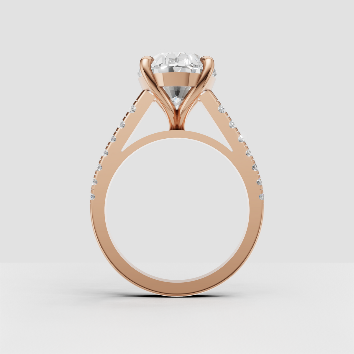 Oval diamond split shank engagement ring