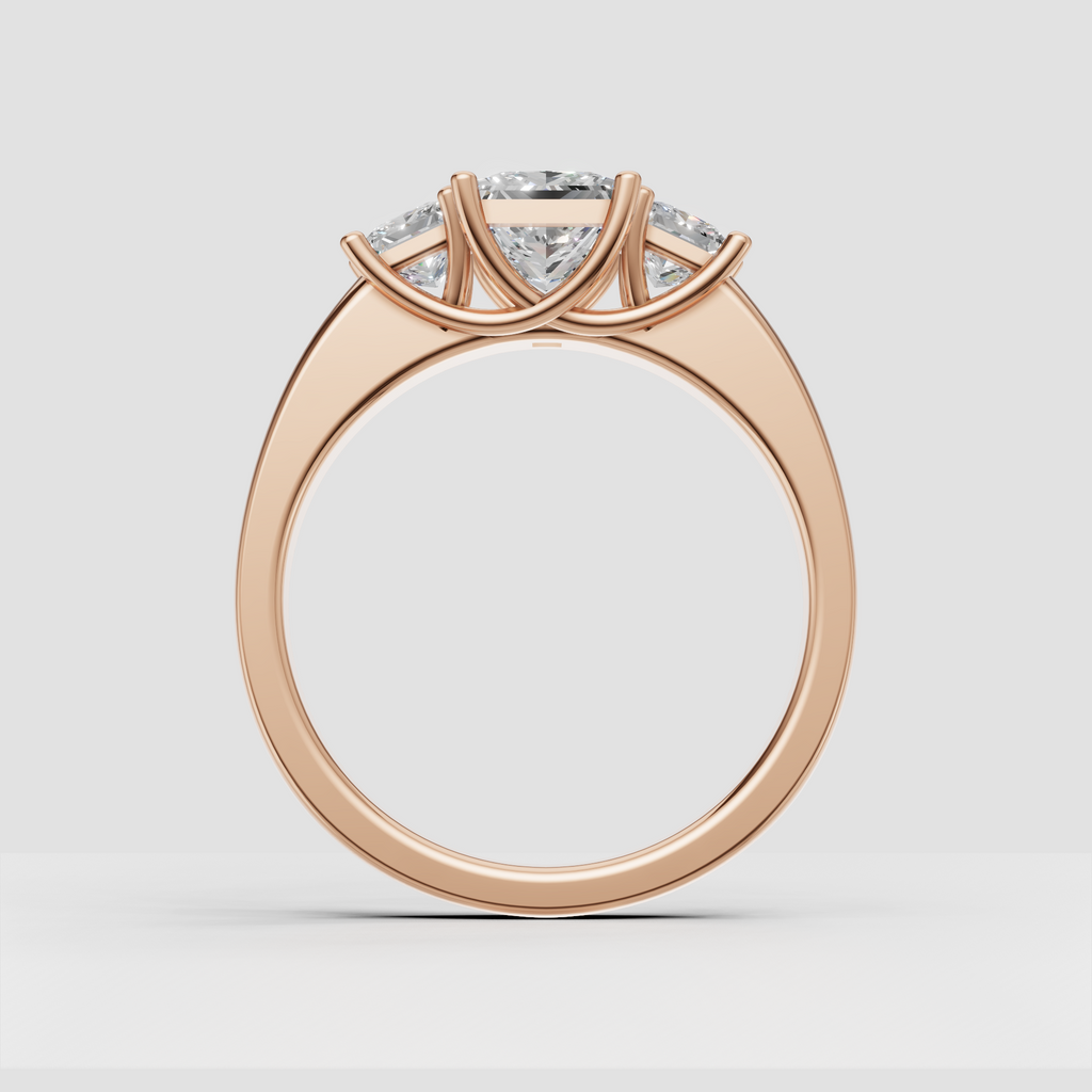 Princess cut diamond ring with elegant curved gallery