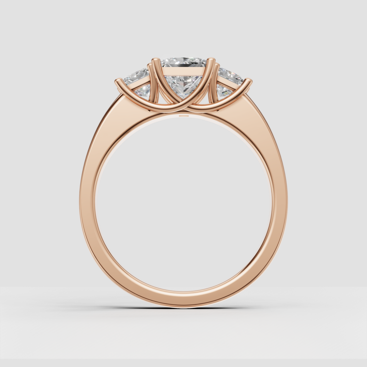 Princess cut diamond ring with elegant curved gallery