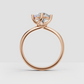 Round diamond ring showing graceful crossover band details