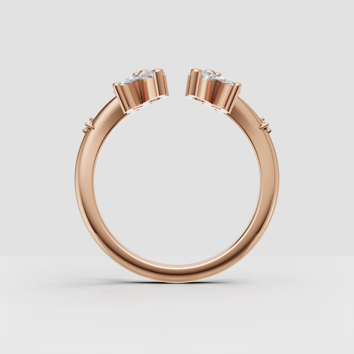 Modern bridal open gap band with sparkling diamond gemstones