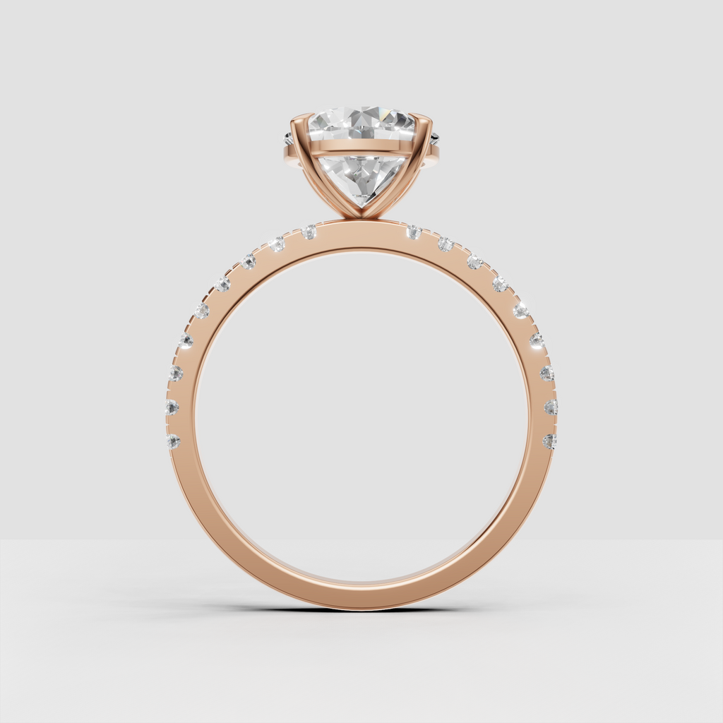 Round center stone engagement ring with diamond band