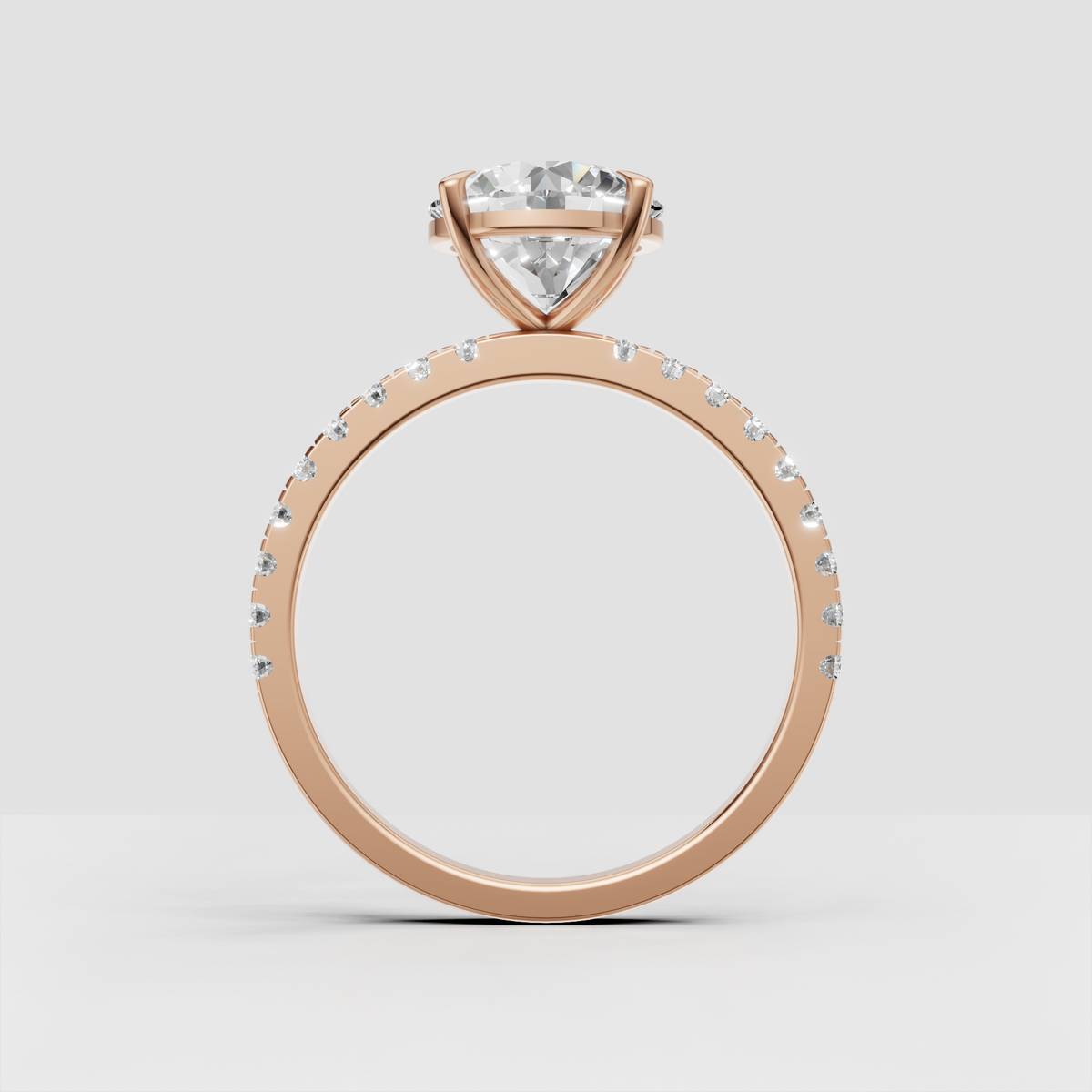 Round center stone engagement ring with diamond band