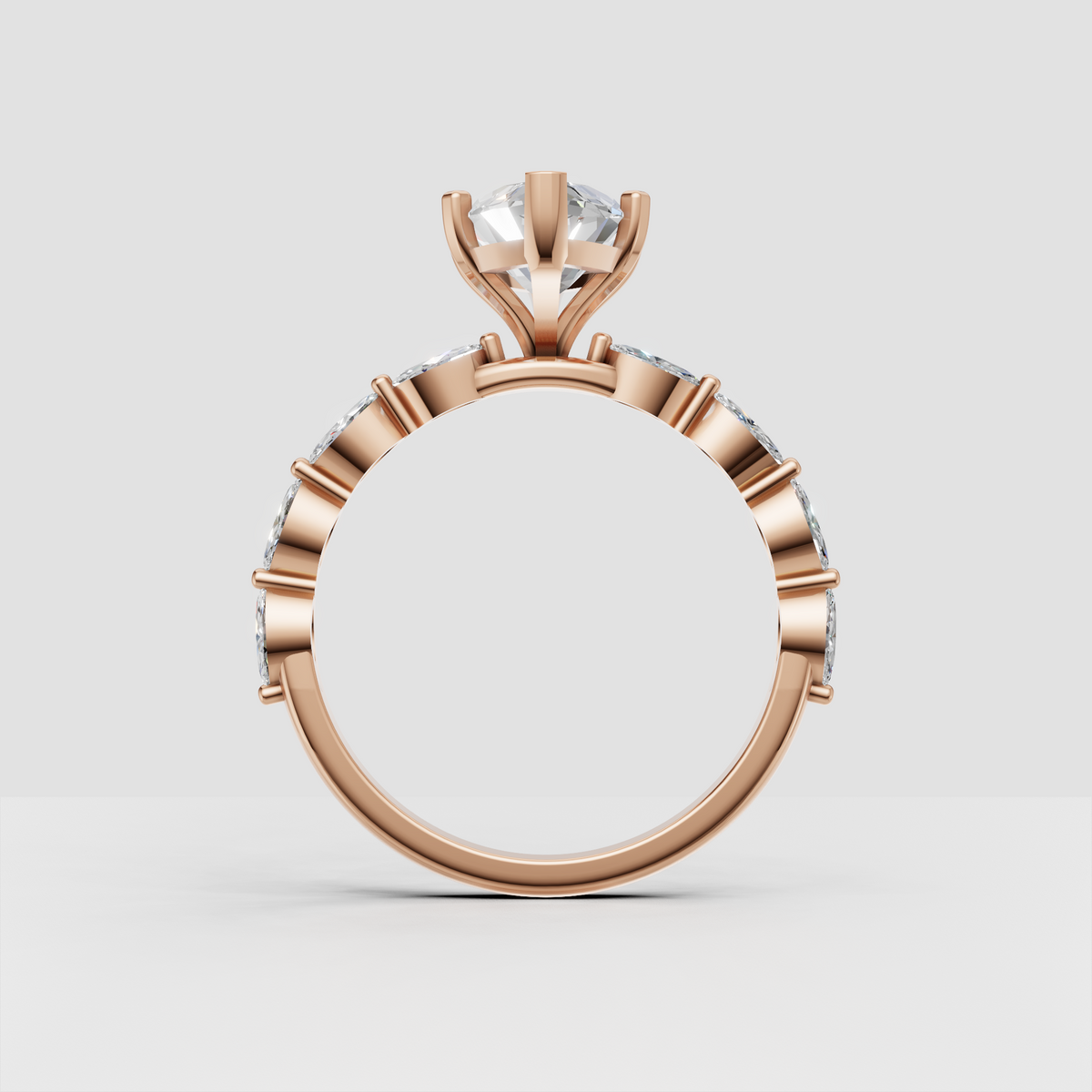Marquise diamond ring with detailed cathedral setting