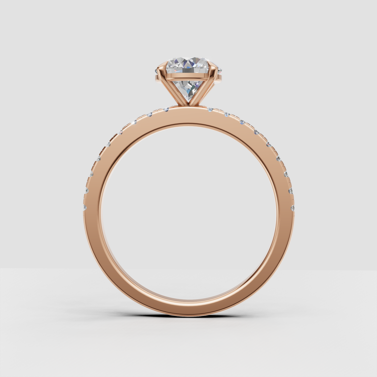 Classic round diamond paved half eternity band for weddings and anniversaries