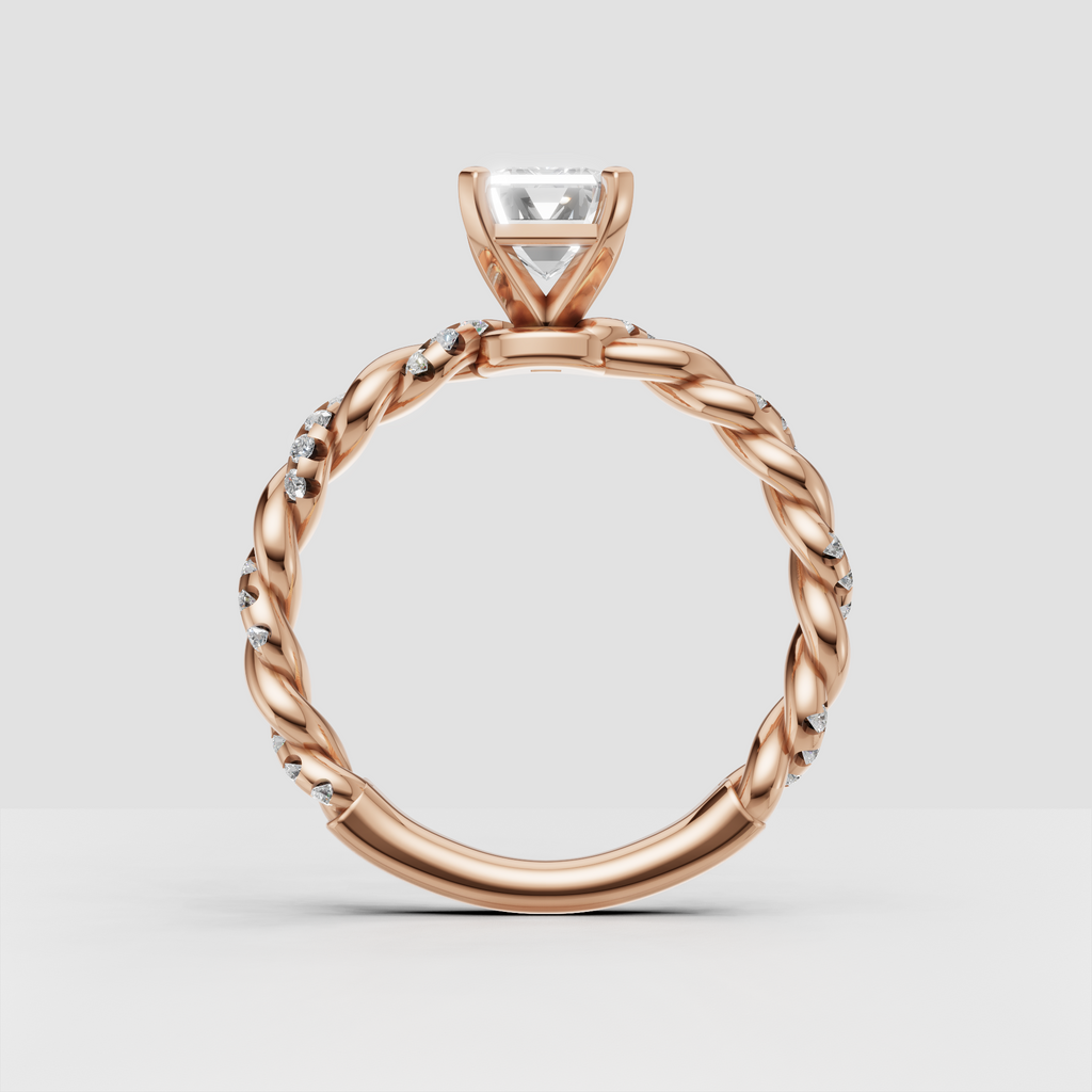 Emerald cut diamond ring featuring a graceful bridal band