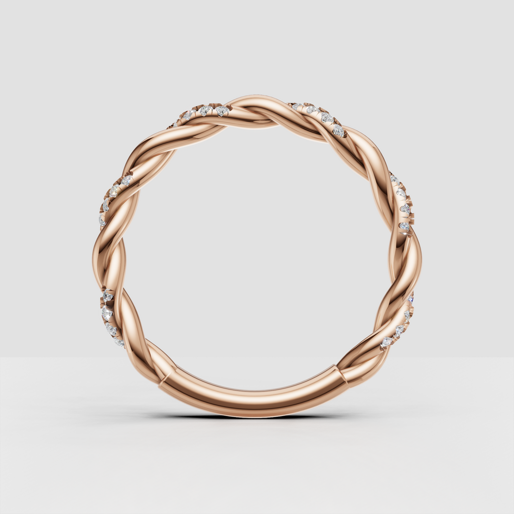 Luxury round diamond twisted band side profile