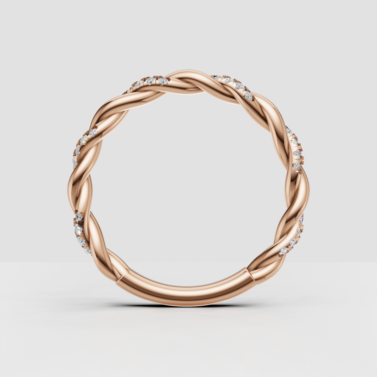 Luxury round diamond twisted band side profile