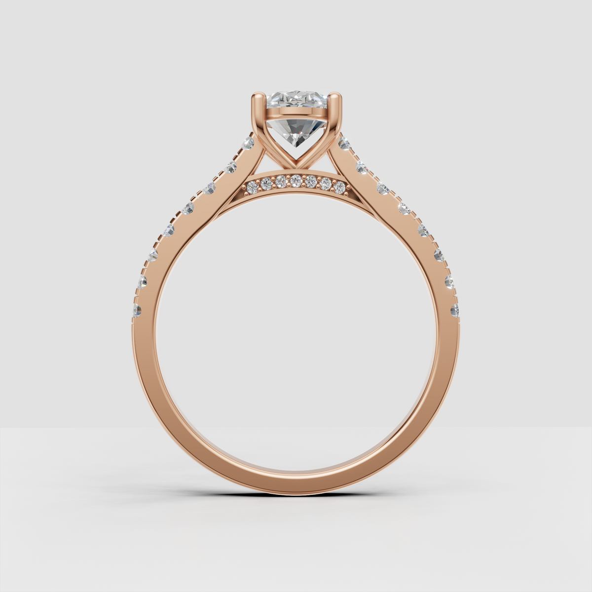 Elegant yellow gold oval cut diamond ring