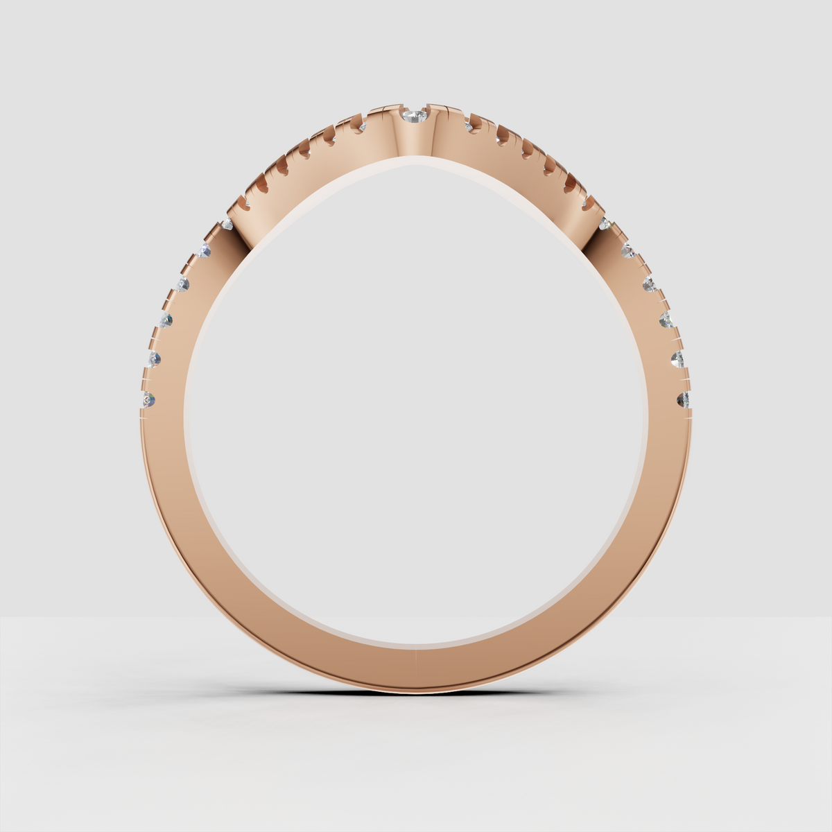 Round cut diamond V-band designed for bridal ring stacking