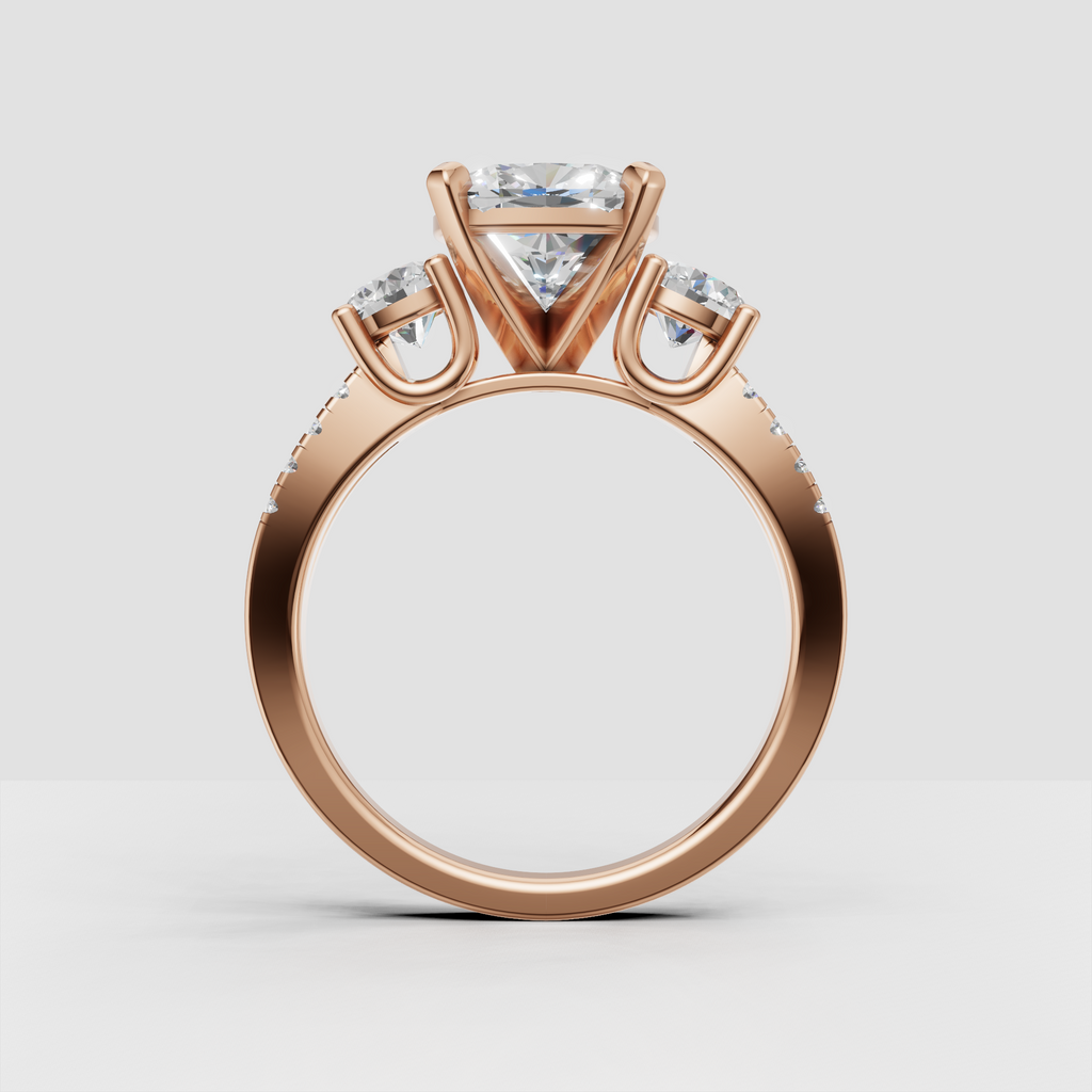 Elegant yellow gold oval diamond engagement ring with side stones