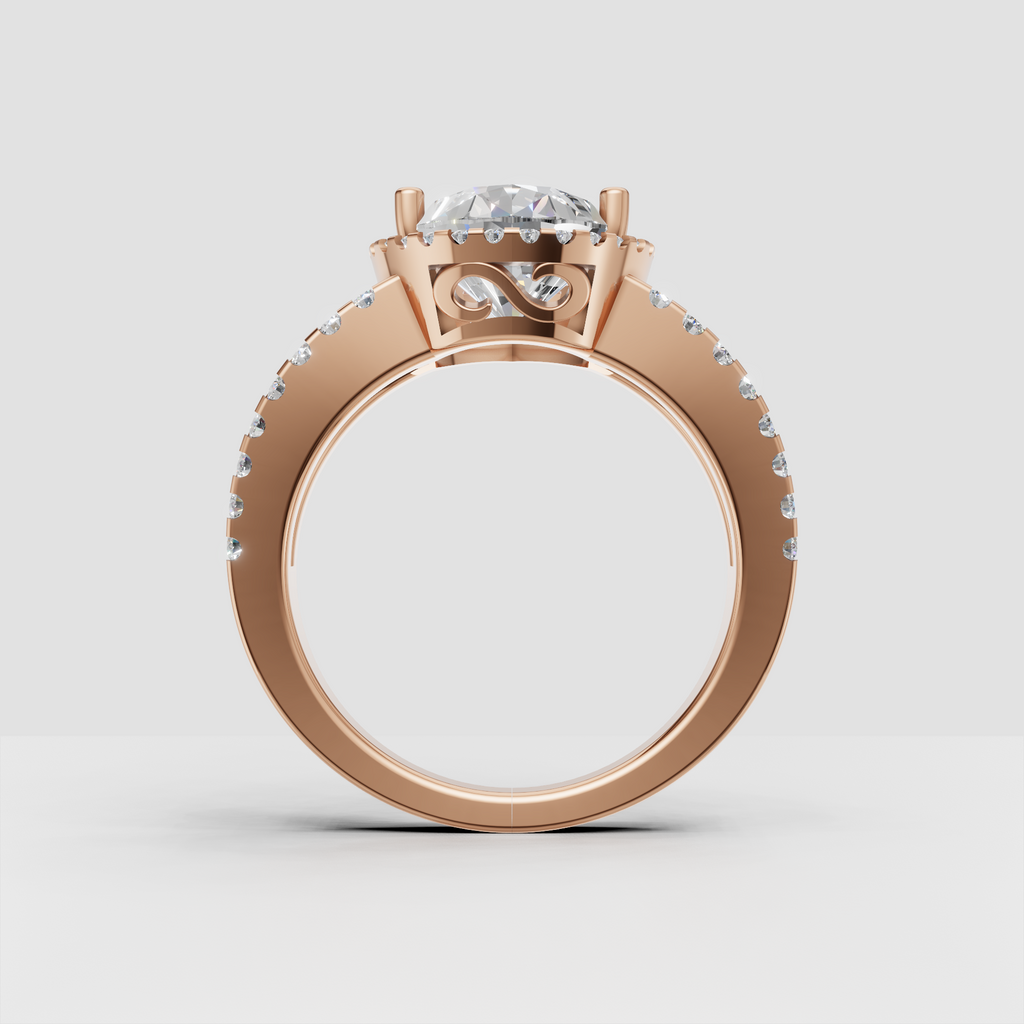 Modern pear diamond engagement ring in yellow gold