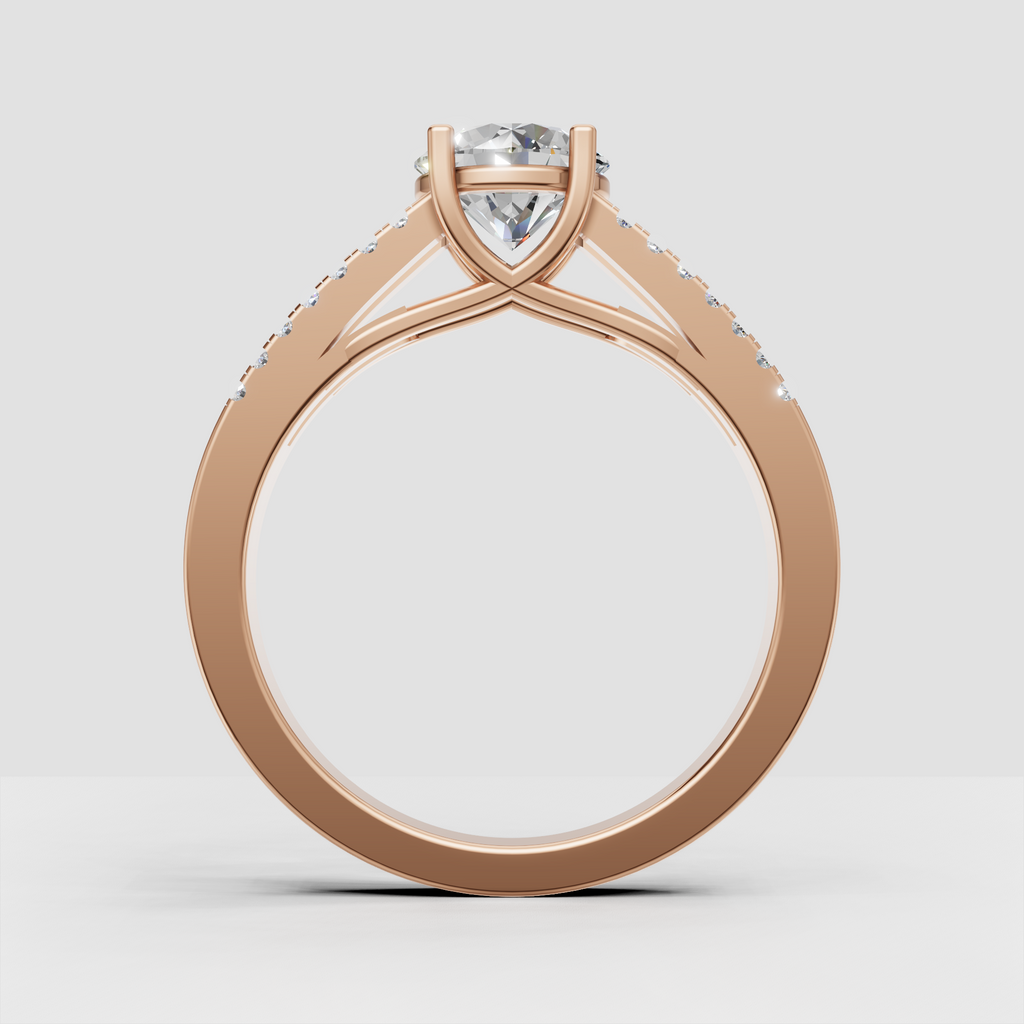 Round Diamond engagement ring featuring a substantial split-shank design