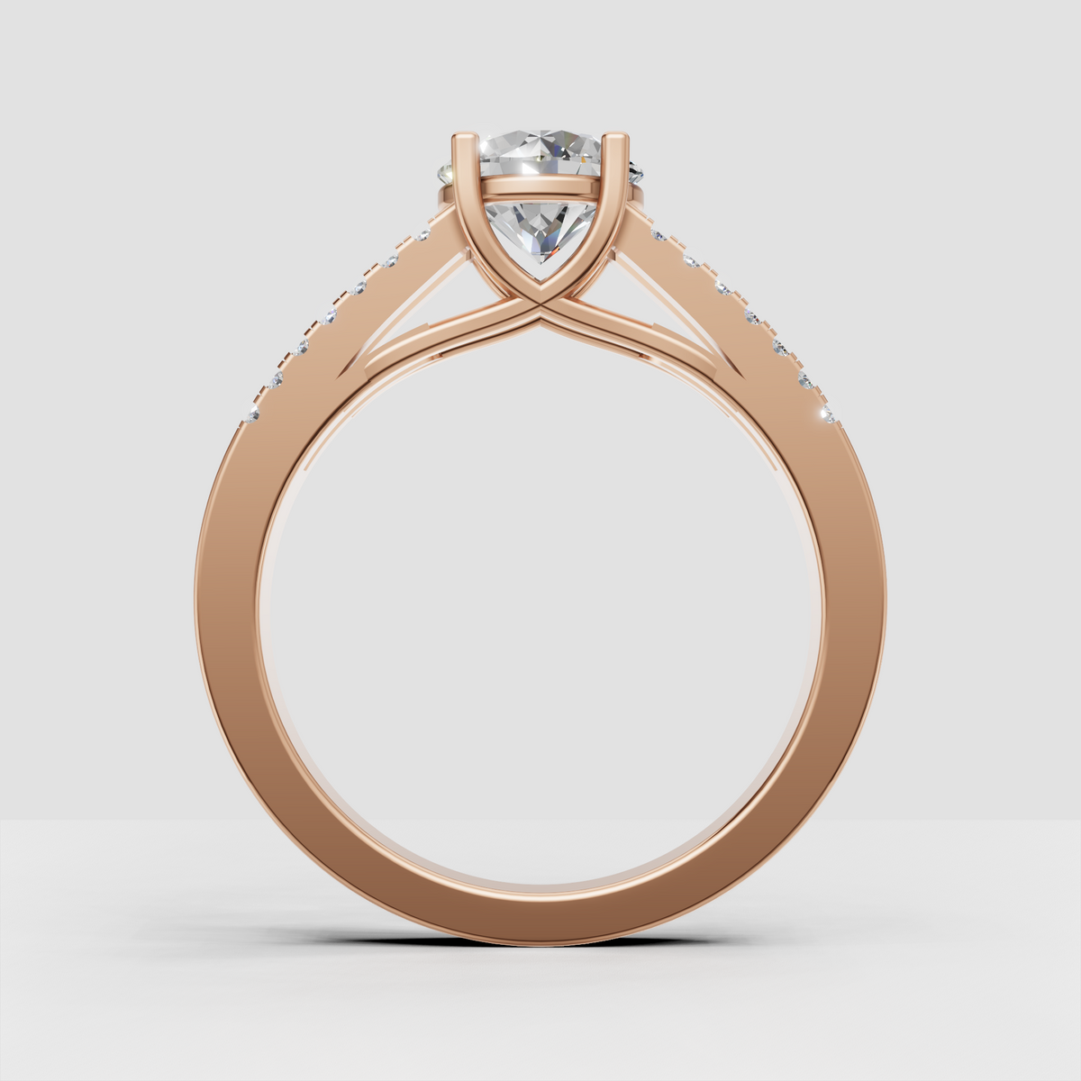 Round Diamond engagement ring featuring a substantial split-shank design