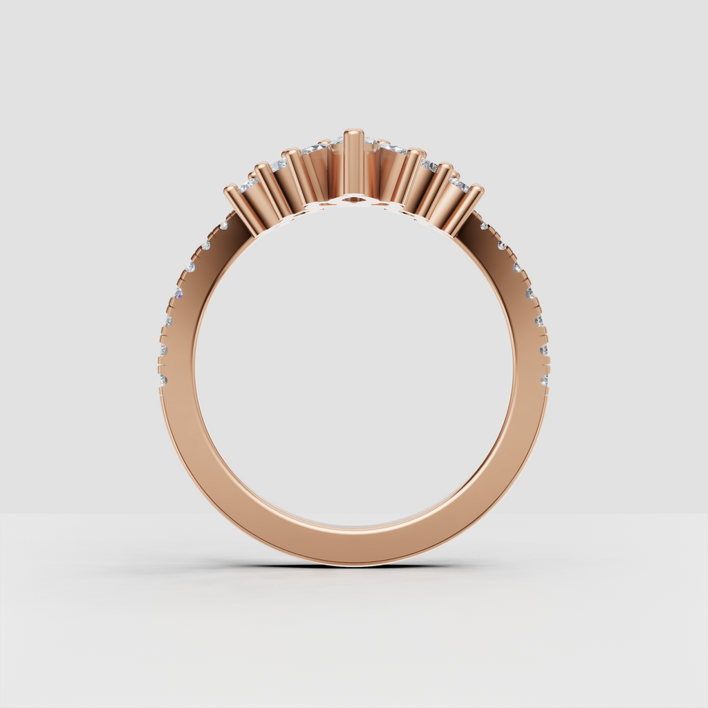 Curved diamond band featuring graduated marquise and round stones