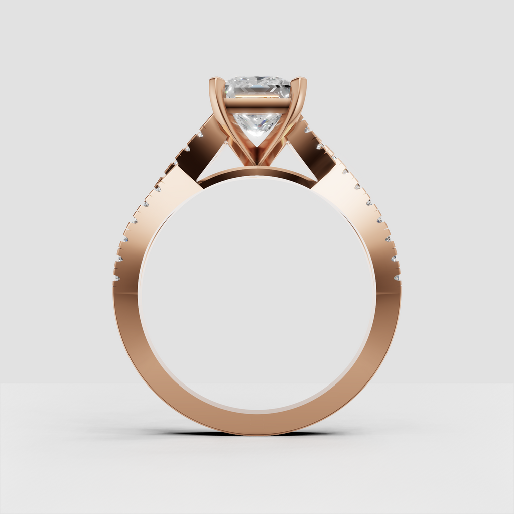 Trillion Cut Lab Grown & Moissanite Diamond Halo Engagement Ring - Image 1