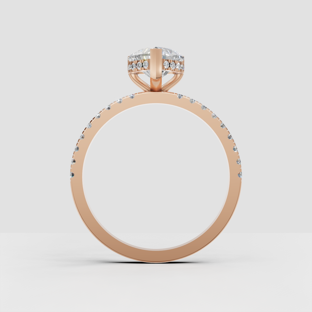Heart shaped diamond engagement ring with polished gold shank