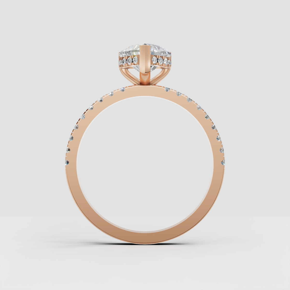 Heart shaped diamond engagement ring with polished gold shank